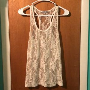 Sheer lace racer back top